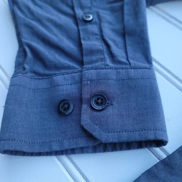 Express 1MX Charcoal Gray Men Long Sleeve Button Shirt Slim Fit M 15-15.5 - Picture 4 of 9